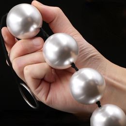 Super Large Pearl Anal Plugs Long Pull Beads Butt Plug Vaginal Balls sexy Toys For Women Men Handheld Anus Masturbator Expander
