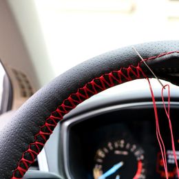 Steering Wheel Covers Car Cover DIY Hand Made With Needle Thread Set PU Leather Protection Interior RV Automotive Accessories UniversalSteer