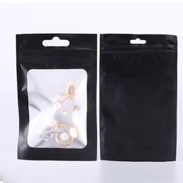 Smell Proof Odorless Mylar Resealable Foil Pouch Bags with clear Window matte black Food Safe Airtight Ziplock