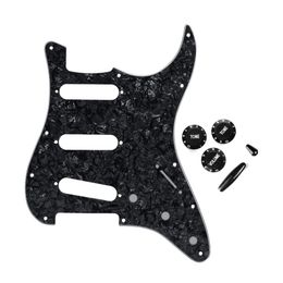 Set of 11 Holes Guitar Pickguard SSS Plastic 2T1V Volume Tone Control Knobs Switch Whammy Bar Tip Guitar Accessories