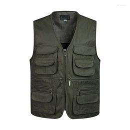 Men's Vests Men Multi-Pocket Classic Waistcoat Male Sleeveless Unloading Solid Coat Work Vest Pographer Tactical Mesh JacketMen's Phin22