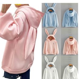 Women Cute Bunny Printed Girl Hoodie Casual Long Sleeve Sweatshirt Pullover Ears Top Sweatershirt 220812