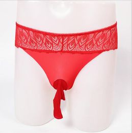 Underpants Men Erotic Cock Pouch Panties Lace Gay Adult Wetlook Breathable Sheath Briefs Funny UnderwearUnderpants