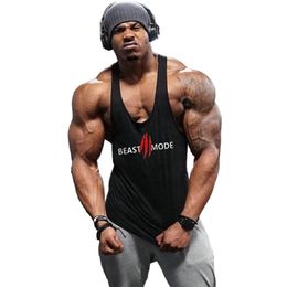 Brand Casual Fashion Workout Tank Tops Men Print Cotton Gym Training Vest Bodybuilding Undershirt Fitness Tops Sleeveless 220527