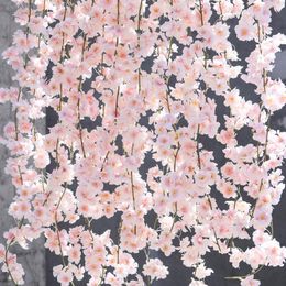 artificial arch flowers Canada - Decorative Flowers & Wreaths PARTY JOY 2PCS 144 1.8M Artificial Cherry Blossom Garland Fake Silk Flower Hanging Vine Sakura For Wedding Arch