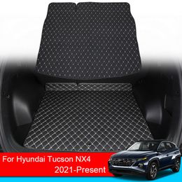 1PC PU Leather Car Rear Trunk Mat For Hyundai Tucson NX4 2021-Present Waterproof Cargo Liner Tray Floor Pad Auto Accessories