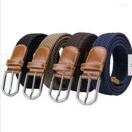 Belts High Quality Fashion Braided Elastic Belt For Men Women Woven Canvas Stretch Waist Strap JeansBelts Emel22
