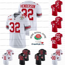 A3740 Custom Ohio State Buckeyes Jersey 2022 Rose Bowl College Football TreVeyon Henderson C.J. Stroud Chris Olave Jaxon Smith-Njigba Joey Bosa