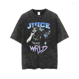 Men's T-Shirts Summer Rap Star Graphic Print T-shirt Ripped Cotton Top Tshirt Men Women Punk Oversized Washed Casual Street Hip HopMen's Imo
