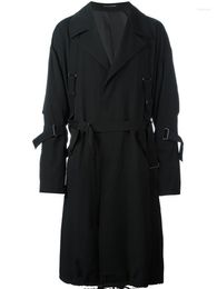 Men's Trench Coats Men S-6xl Windbreaker Bundled Custom Model Handmade Black Fashion Single-breasted Lapels Long Coat Plus Size Clothing Vio