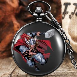 Pocket Watches Man With Hammer Design Black Quartz Watch Men Movie Theme Waist Chain Fans Cosplay Gifts For WomenPocket