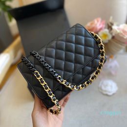 2022 Womens Wallet With Two-tone Chain Card Holder Bags Classic Mini Flap Quilted Gold Matelasse Chain Crossbody Shoulder