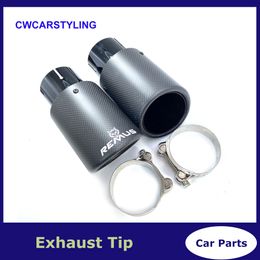 Car Universal Crimping Stainless Black Matt Carbon Fibre Remus Muffler Tip Exhaust System Pipe Mufflers nozzle For Any Cars