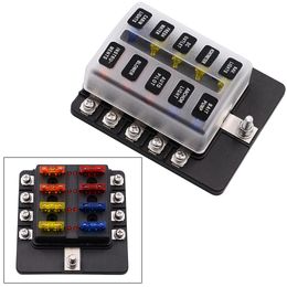 Blade Fuse Box Holder with LED Warning Light Kit for Car Boat Marine Trike 12V 24V CY886-CN 10 Way