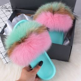 Women Real Fur Slippers Multicolor Summer Fashion Slides Casual Female Furry Shoes Y200423 GAI GAI GAI