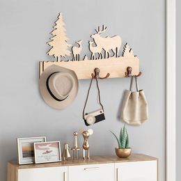 Hooks & Rails Simple Three Claw Wooden Key Hanger Accessories Clothes Storage Rack Bathroom Towel Kitchen Household Products