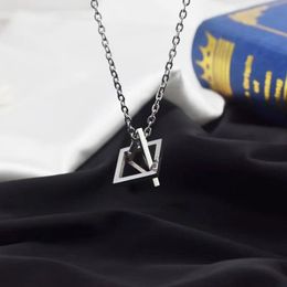 Pendant Necklaces Wholesale 5 Fashion Geometric Space Titanium Steel Necklace Ladies Men's Hip Hop Triangle Clavicle NecklacePendant