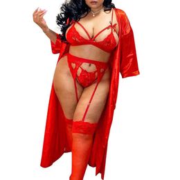 Nxy Sexy Underwear Erotic Exotic Clothing Women Sexy Lace Bra Lingerie Set Babydoll Sheer Thong Garter 0401