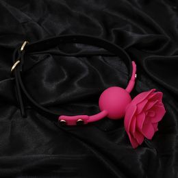 Leather Rose Mouth Ball Bundled Plug Bdsm Erotic Deep Throat Equipment Adults Games Female Prop Punishment Detachable