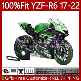 Injection Body For YAMAHA YZF-600 YZF R6 R 6 600 CC 2017-2022 Green Black Bodywork 119No.165 YZF-R6 YZFR6 17 18 19 2020 2021 2022 YZF600 2017 2018 2019 20 21 22 OEM Fairing