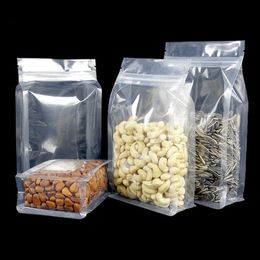 100pcs 3D Clear Stand up Packaging Bag Thick Barrier Meat Chicken Sausage Snack Rice Cereals Wedding Party Gifts Display Heat Sealing Storage Pouches