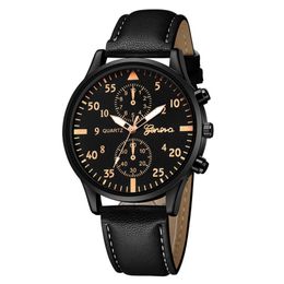 2019 wholesale mens black geneva trend design business leather watches new arrival men male sport casual quartz wrist watches T200409