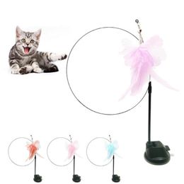 Cat Toys Teaser Toy Eye-catching Feather Interactive With Suction Cup Base