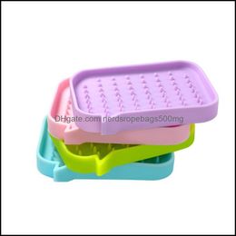 Soap Dishes Bathroom Accessories Bath Home Garden Sile Holder Storage Rack Drain Box Tray Soapbox Shower Dish Plate Tool 13.2X9X1.8Cm Dbc