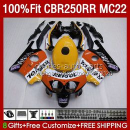 Injection For HONDA MC22 CBR 250RR Orange Repsol 250 RR CBR250 CC 90 91 92 93 94 95 96 97 98 99 131No.195 CBR250RR CBR 250CC 1990 1991 1992 1993 1996 1997 1998 1999 Fairings