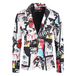 Mens Fashion Suit Party Coat Casual Slim Fit Blazer Buttons 3D Floral Print Painting Blazers Jacket Men 220815