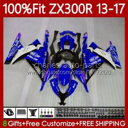 Injection Fairings For KAWASAKI NINJA ZX-300R ZX3R EX ZX 3R 300R 2013 2014 2015 2016 2017 125No.120 ZX-3R EX-300 13-17 ZX300 EX300R ZX300R Blue black 13 14 15 16 17 OEM Body