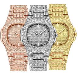 Iced Out Diamond Watch Quartz Gold HIP HOP Watch With Micropave CZ Stainls Steel Watch Clock relogio