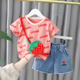 Baby Girl Clothes Sets Summer Fashion Infant Suits Straberry Style Cotton Kids Costom 1-4 Years Child Clothing 220507