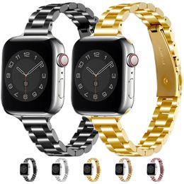Luxury Bracelet Straps for Apple Watch Ultra 8 7 6 5 4 SE Strap 49mm 40mm 44mm 45mm Watchband Slim Stainless Steel Band iwatch Series 3 38mm 41mm 42mm Women Wristband