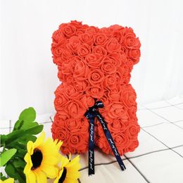 Decorative Flowers & Wreaths Valentines Day Gift Bear Of Roses Big Teddy Soap Flower Foam Rose Plastic Box Christmas Decoration