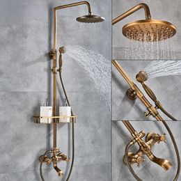 Antique Wall Hanging Shower Set Faucet Single Handle And Shelf Bathroom Shower Mixer Shower Bracket
