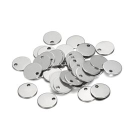 50pcs/lot 6-30mm Stainless Steel Round One Hole Charms Pendants Dog Tag For DIY Jewellery Making Findings Bracelet Supplies