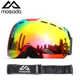 Mosodo Magnetic Ski Goggles Magnet Snowmobile Anti-fog Skiing Eyewear Snow Large Spherical Winter Ski Glasses Brightening len 220704