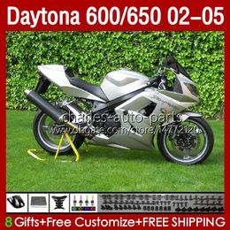 OEM Fairings For Daytona 600CC 650CC 650 600 CC Daytona650 Gloss Silver 2002 2003 2004 2005 Bodywork 132No.180 Daytona600 2002-2005 Daytona 600 02 03 04 05 ABS Body Kit