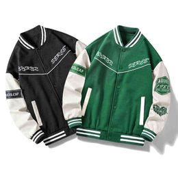 2022 Vintage Hiphop College Jackets Mens Furry Stars Letters Embroidery Colour Block Harajuku Varsity Jacket Mens Baseball Coats Y220803