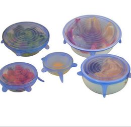 2021 6PCS/Set Universal Silicone Suction Lid-bowl Pan Cooking Pot Lid-silicon Stretch Lids Silicone Fruit Cover Pan Spill Lid