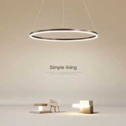 Pendant Lamps Ring Single-ring Lamp Modern Minimalist LED Chandelier Restaurant Living Room Bar El Study Creative Lighting