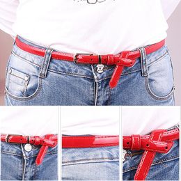 Belts Candy Color Shiny PU Leather Waist Belt For Women Black Red Pink Narrow Thin Waistband Pin Buckle Straps DressBelts