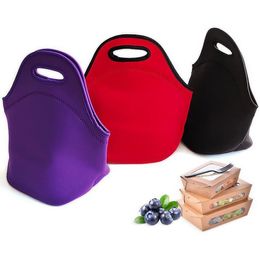 17 Colours Reusable Neoprene Tote Bag handbag Insulated Soft Lunch Bags With Zipper Design For Work & School SN6737