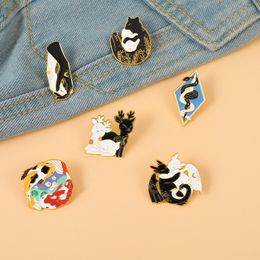 Wholesale Cat Fish Collar Pins Badge Corsage Cartoon Enamel Brooch Jewelry 