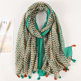 Luxury Brand Scarf Women Fashion Print Cotton Shawls Wraps Muslim Hijab Scarves Pashmina Female Tassel Beach Stoles Muffler