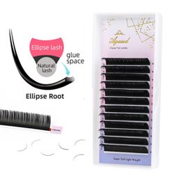 False Eyelashes Matte Flat Ellipse Lashes Faux Mink Individual Softer Double Split Tips Volume LashFalse