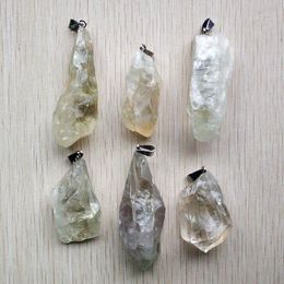 Pendant Necklaces Wholesale 6pcs/lot Fashion Good Quality Natural Green Crystal Irregular Pendants For Jewelry Accessories Making