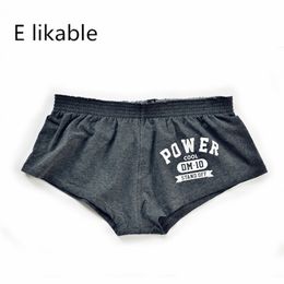 E Likeable printing letters men's underwear cotton comfortable breathable fashion sexy low waist home boyshort 220505
