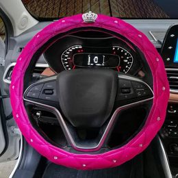 Steering Wheel Covers Rhinestone Bling Crystal High Quality Car Cover With Velvet For WomanSteering